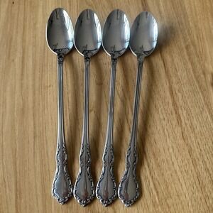 4 Oneida Distinction Deluxe MANSION HALL Stainless Iced Tea Long Spoon